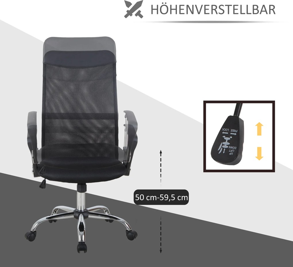 Vinsetto Krzesło Biurowe do Biurka Regulowane na Wysokość Funkcja Nachylenia 60x60x92cm Kremowe | Aosom PL