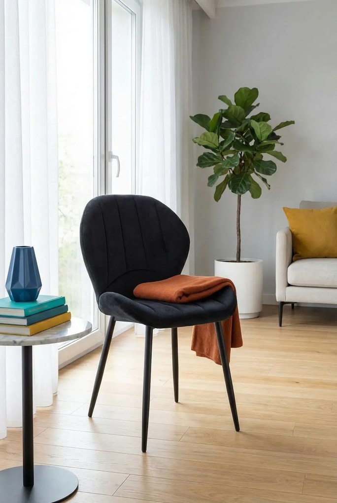 Czarne metalowe tapicerowane krzesło T8-B46