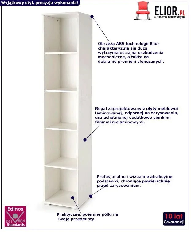 Wysoki Regał Biały 200 Cm Owis 4X