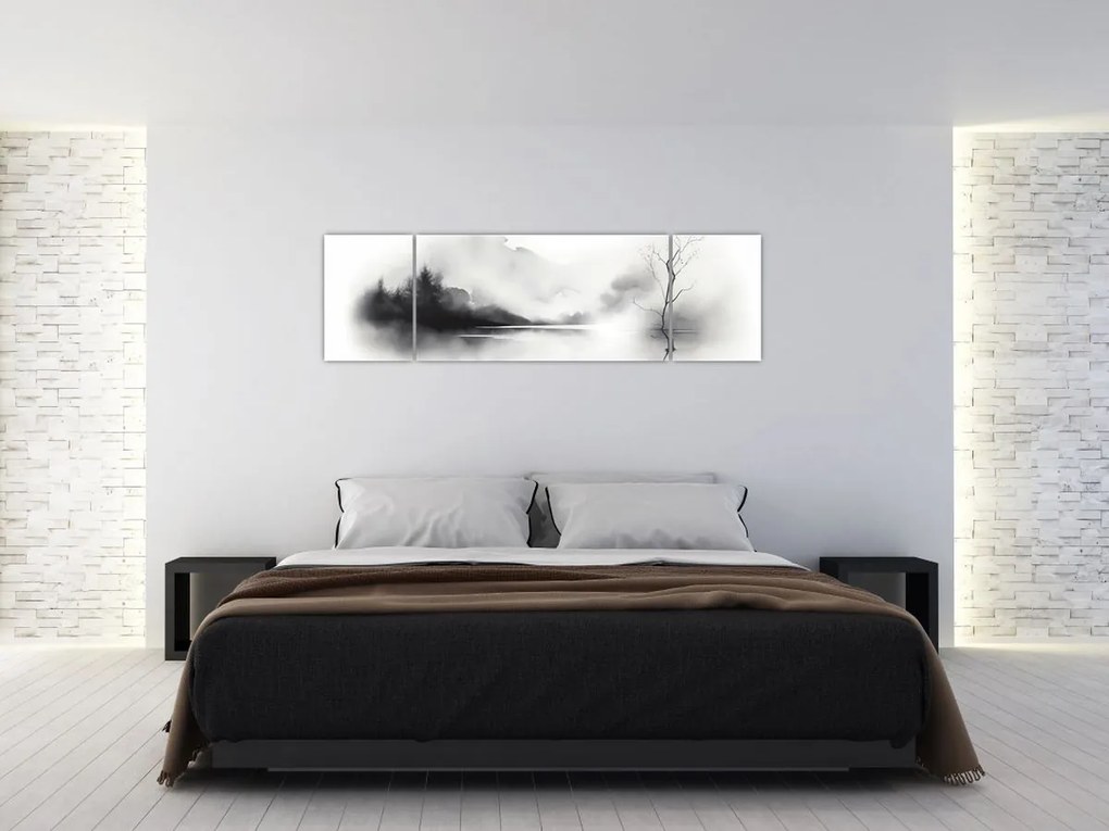 Obraz - Malowany tuszem krajobraz (170x50 cm)