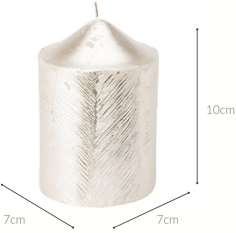 Świeca ozdobna z metalicznym wzorem, 7 x 10 cm