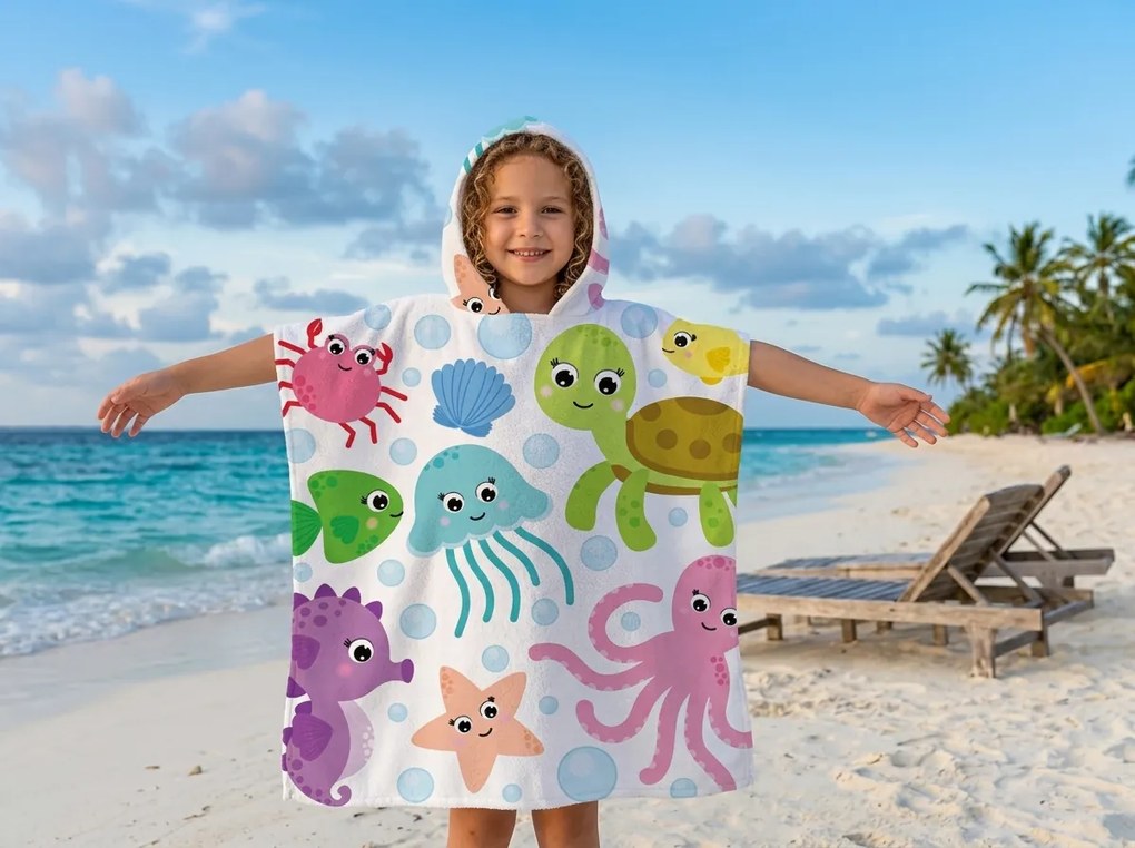 Dziecięce ponczo SPLASH kolorowe 60x120 cm