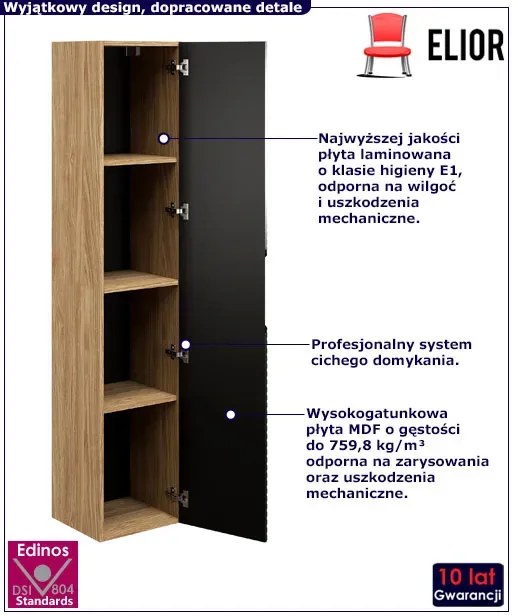 Czarny nowoczesny słupek łazienkowy Z0-D99