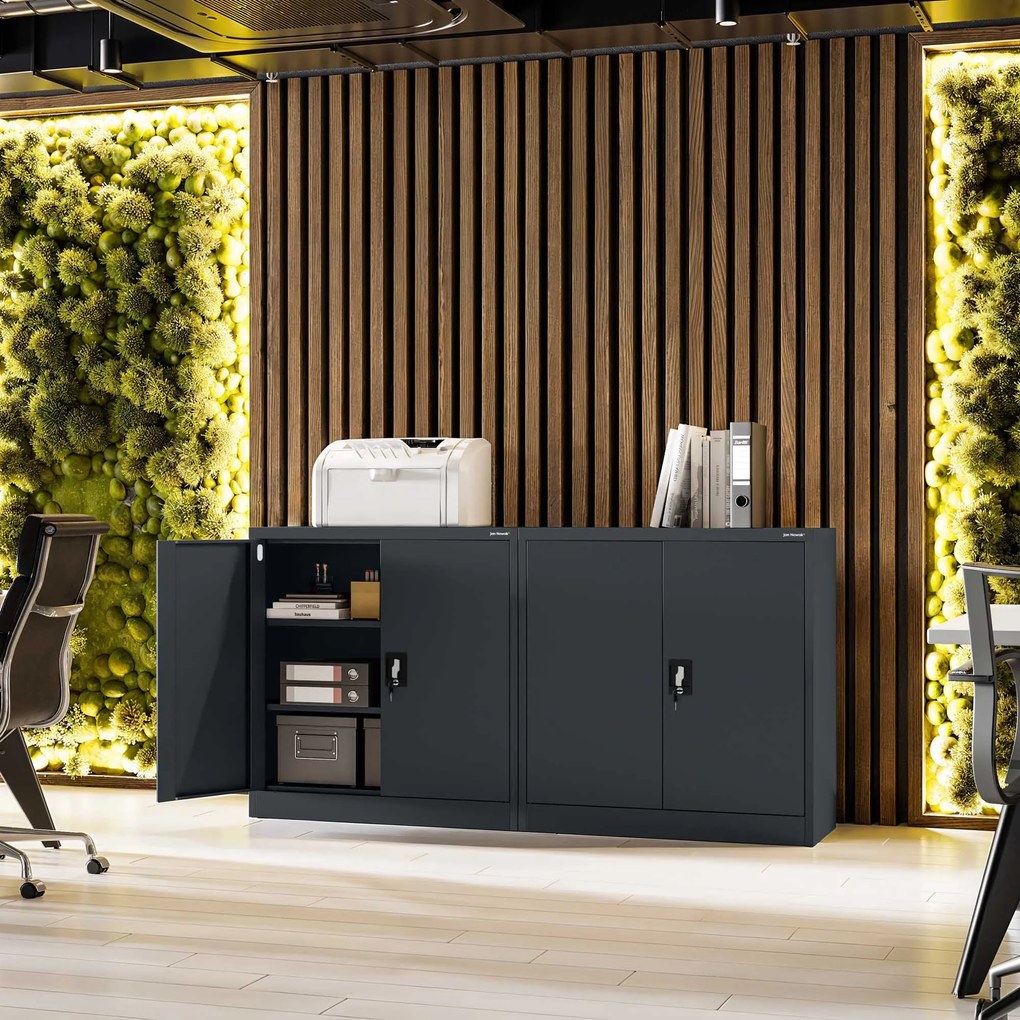 Szafka stalowa do biura BEATA, 900 x 930 x 400 mm, antracytowa