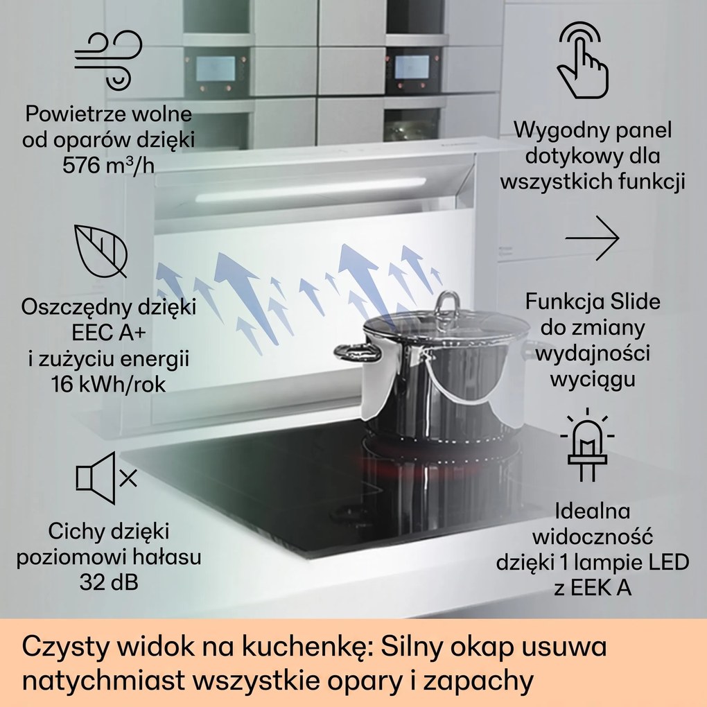 Klarstein Royal Flush 60cm 604m³/h Okap Blatowy Biały
