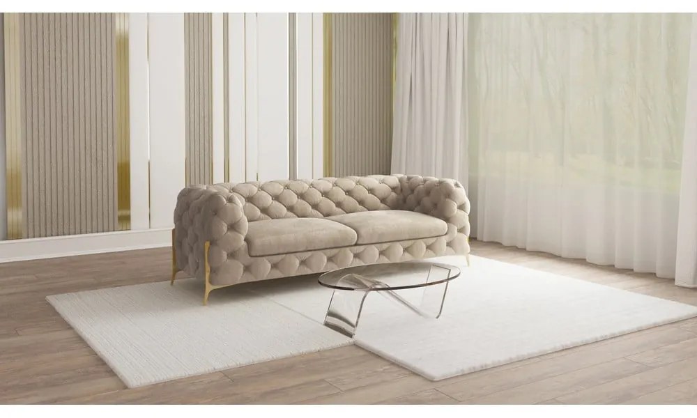 Szarobeżowa aksamitna sofa 225 cm Chelsea Bis – Ropez