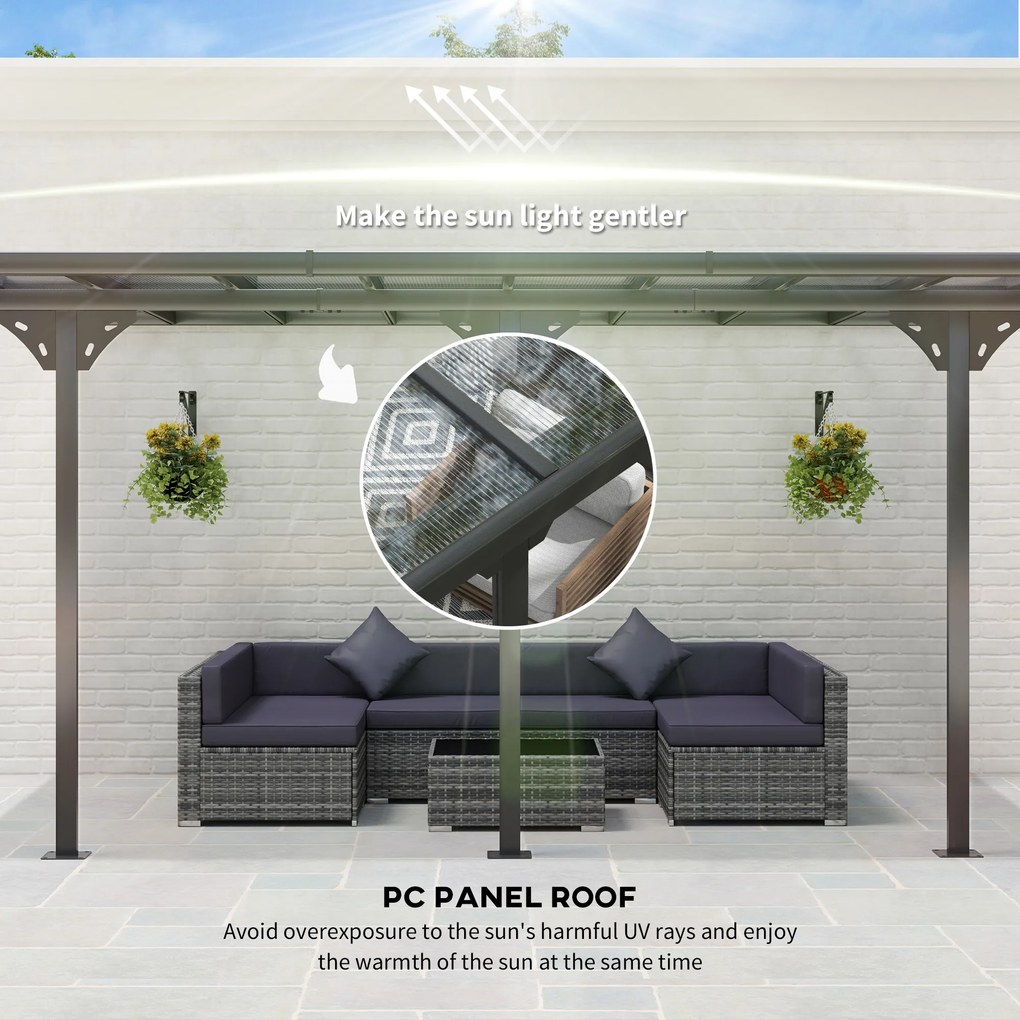 Outsunny Pergola aluminiowa, altana ogrodowa 4,35 x 3,02 m, regulowana wysokość 225-270cm, ochrona przed słońcem, aluminium, PC, szary  | Aosom PL