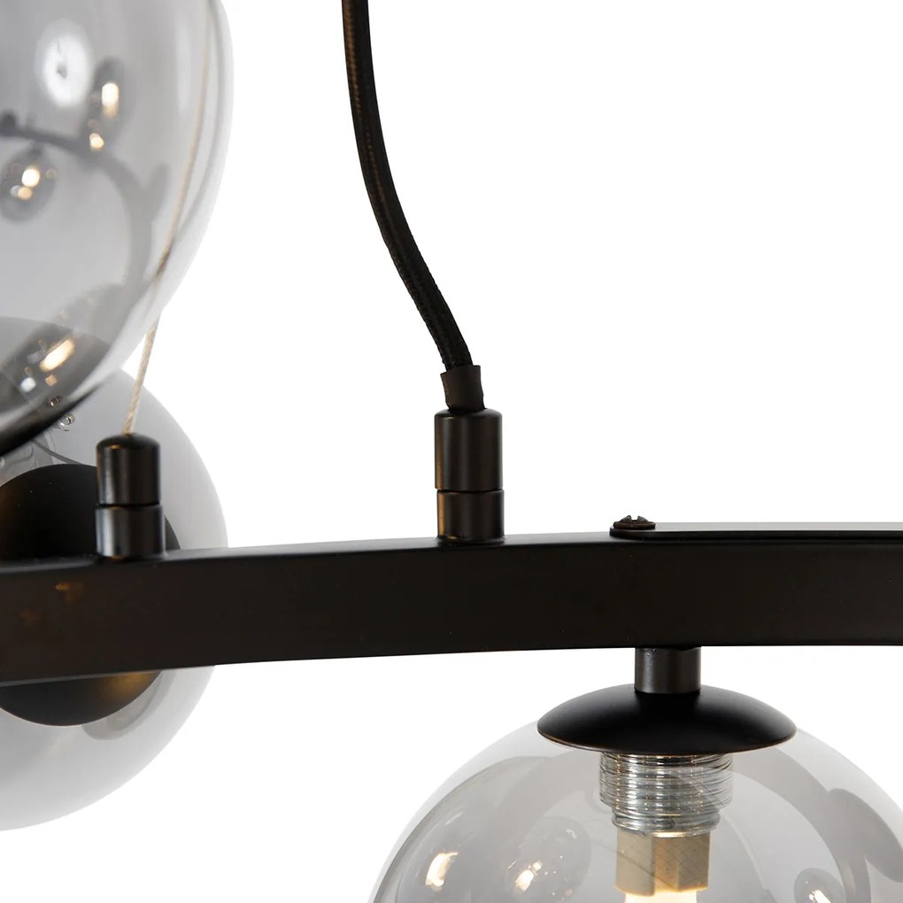 Lampa wisząca art deco czarna z przydymionym szkłem 12-świateł - David ArtDeco Oswietlenie wewnetrzne