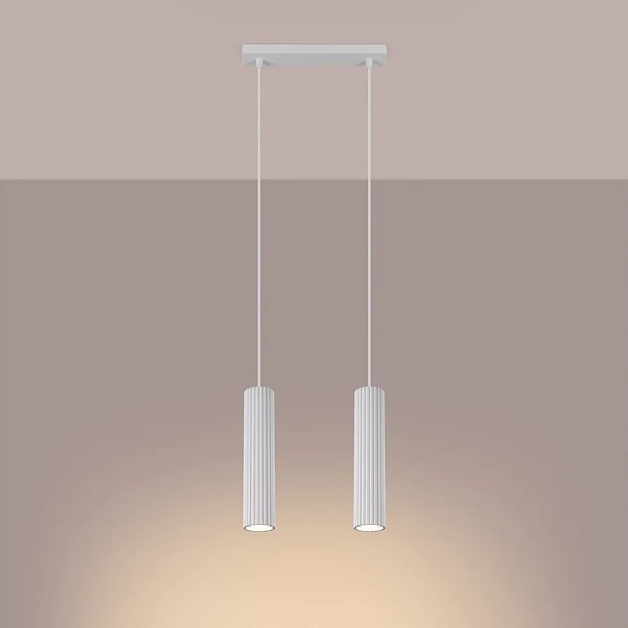 Lampa wisząca minimalistyczny Gloow, aluminium - 2 źródło światła 3000K - L.30 x H.90 cm - biały
