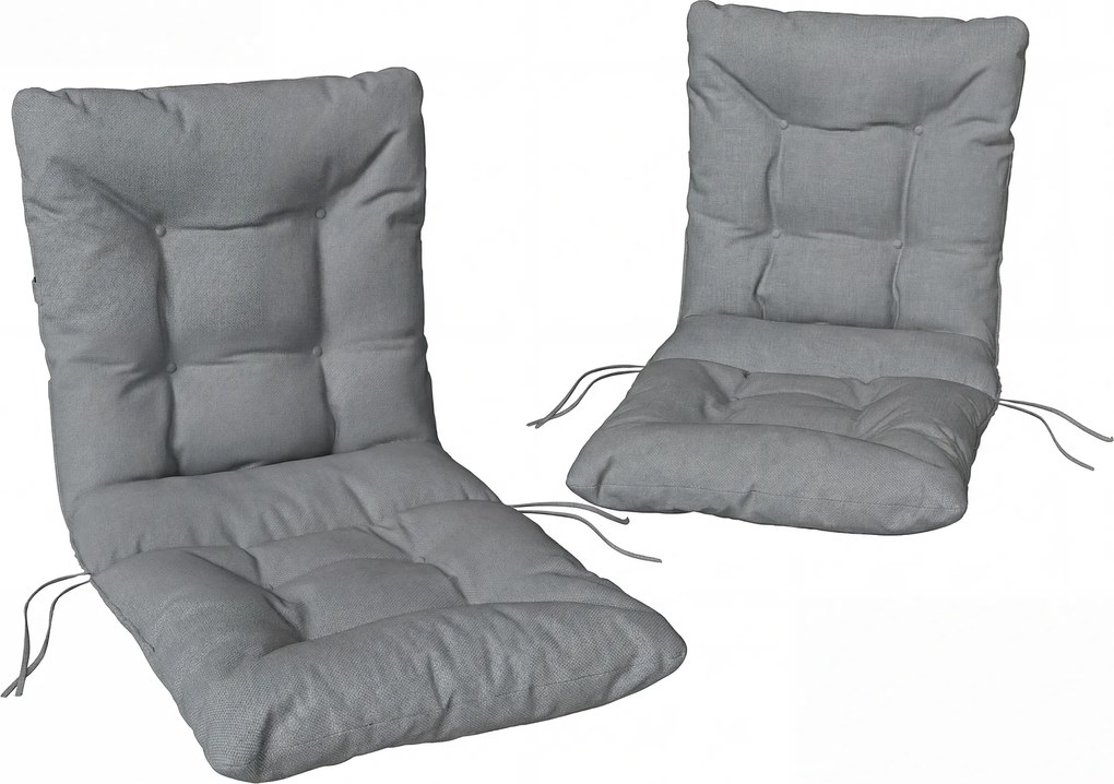 Outsunny Poduszki ogrodowe z oparciem i paskami, wodoodporne poduszki do wnętrz i na zewnątrz, jasnoszary | Aosom PL