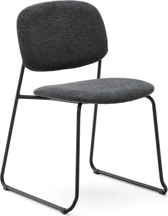 Ciemnoszare metalowe krzesło sztaplowane Meli – Kave Home