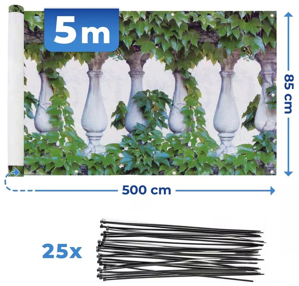 Osłona na balkon Ivy Fence, 5 m x 85 cm