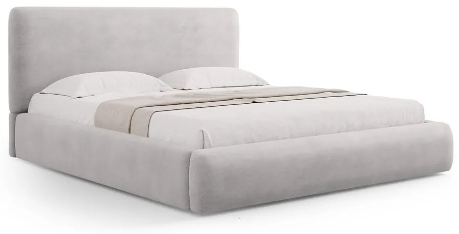 Jasnoszare tapicerowane łóżko dwuosobowe ze schowkiem i stelażem 140x200 cm Colonel – Cosmopolitan Design