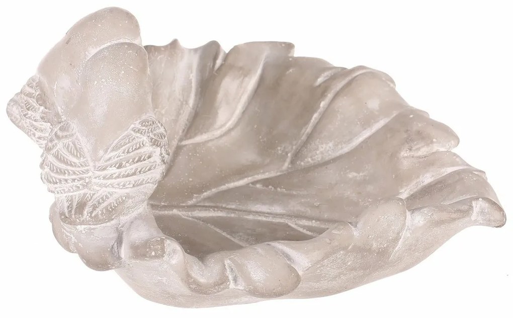 Betonowy karmnik dla ptaków Leaf, szary, 21 x 17 x9 cm