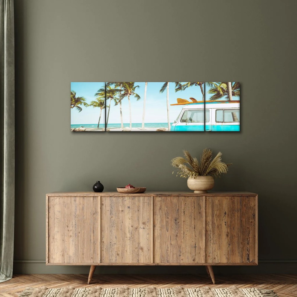 Obraz - Vintage van na plaży (170x50 cm)