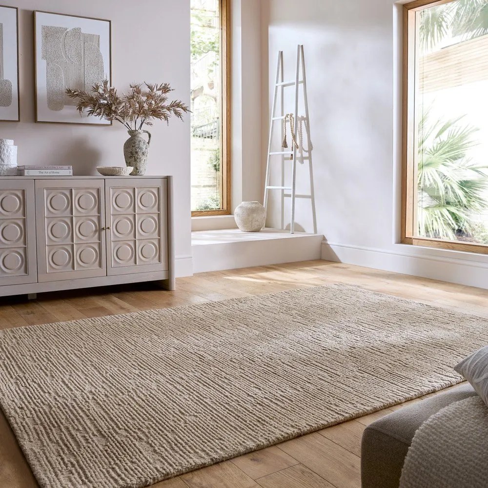 Beżowy wełniany dywan tkany ręcznie 200x290 cm Harris Boucle – Flair Rugs