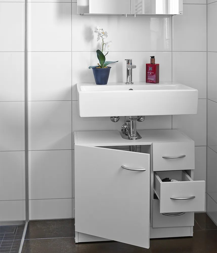 Casaria Szafka pod umywalkę z 3 szufladami SILKE, 63x30x54cm, biała