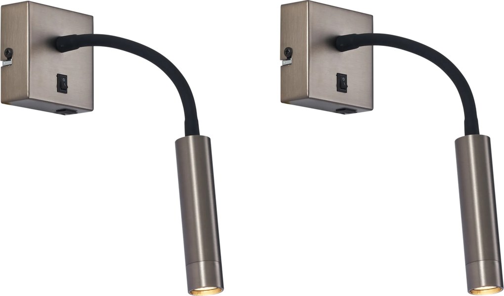 Zestaw 2 nowoczesnych grafitowych lamp ściennych z USB-C - Gosna