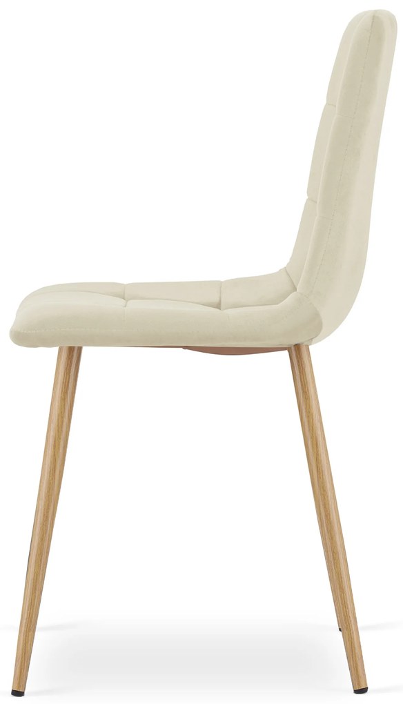 PROMOCJA Jasnobeżowe aksamitne krzesło KARA II. jakość