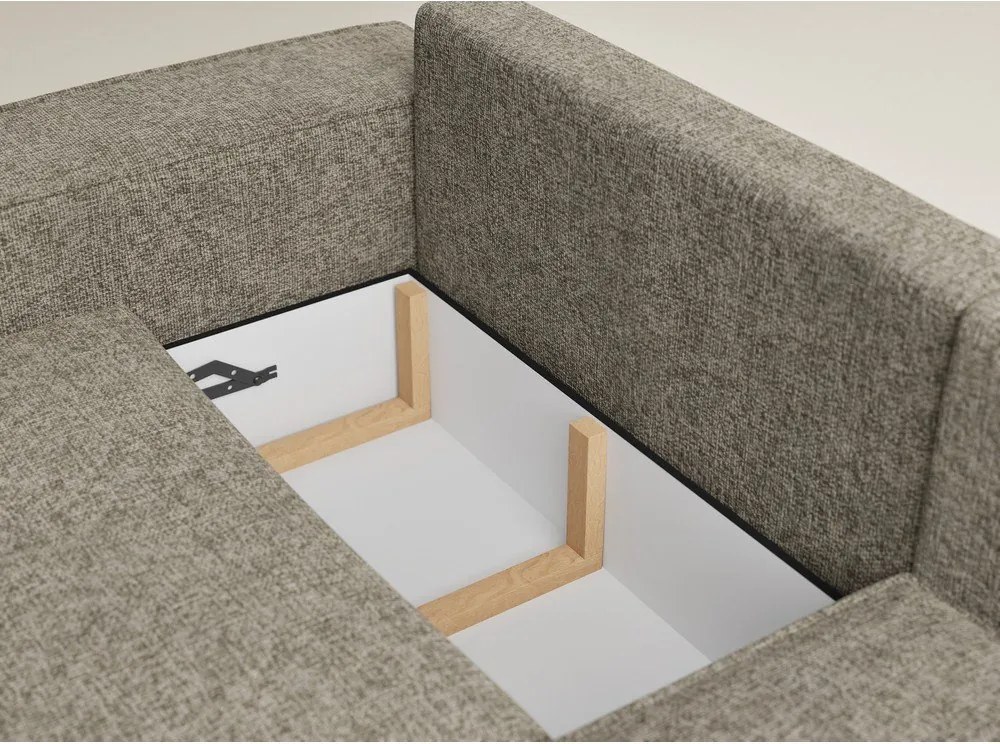 Brązowy rozkładany/ze schowkiem narożnik z tkaniny szenilowej (prawostronny/w kształcie litery L) Tonga – Maison de Rêve