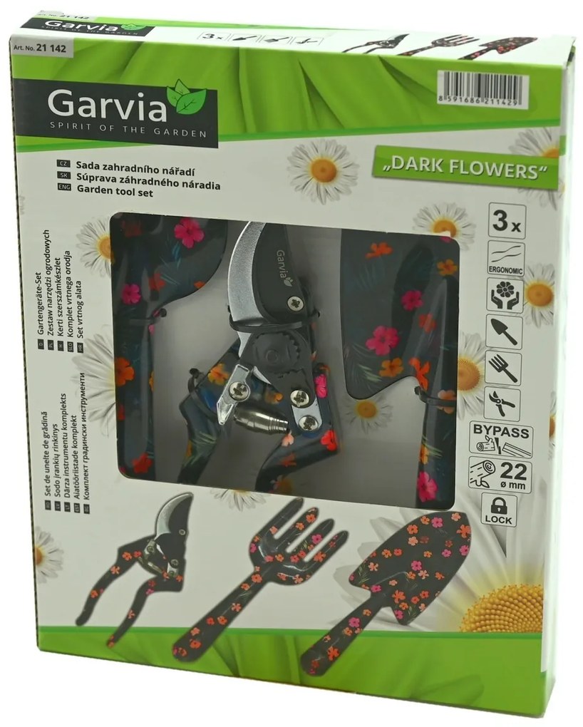 Zestaw narzędzi ogrodowych Garvia 3 szt. ciemnekwiaty
