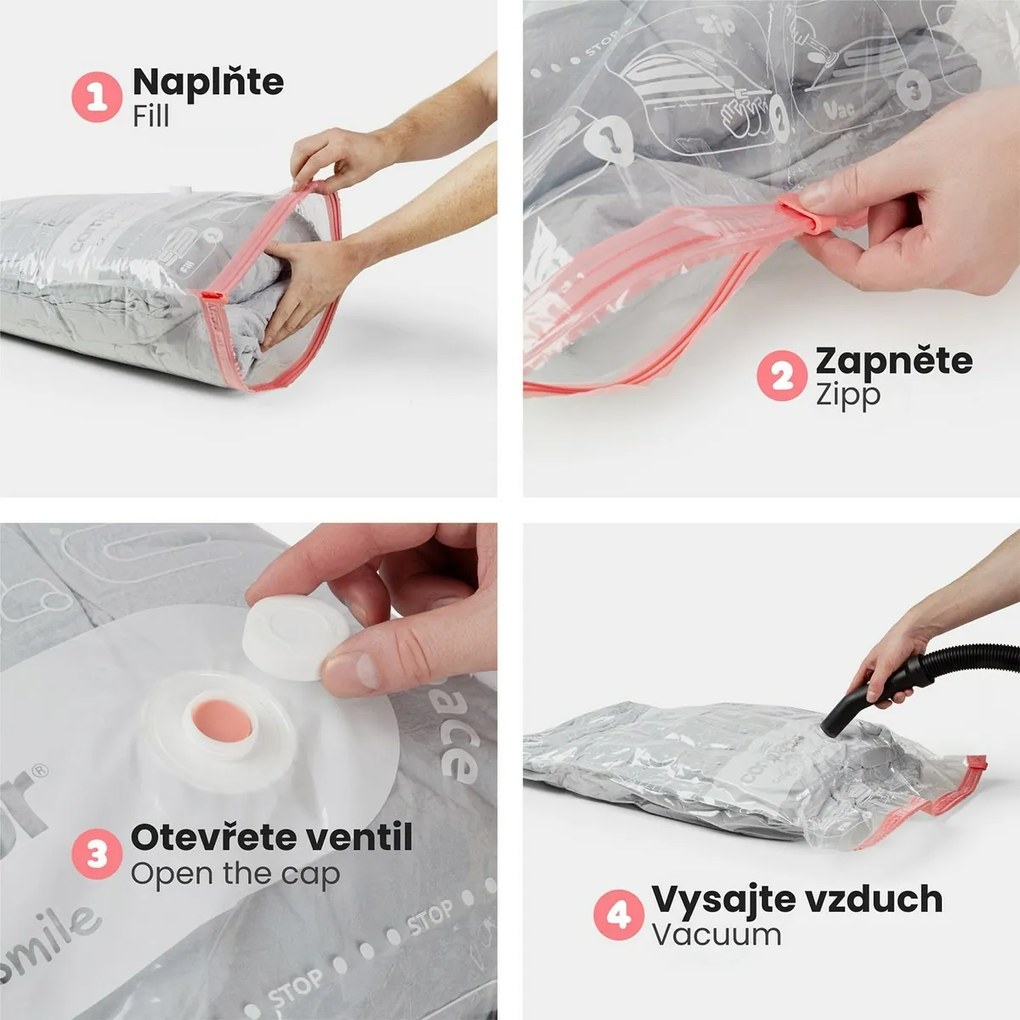 Zestaw worków do przechowywania próżniowegoAspispace 6 sztuk, 3x M + 3x L