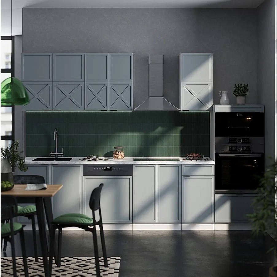 Aneks kuchenny jasnoniebieski/szary/biały 300x46x81.6 fame-line