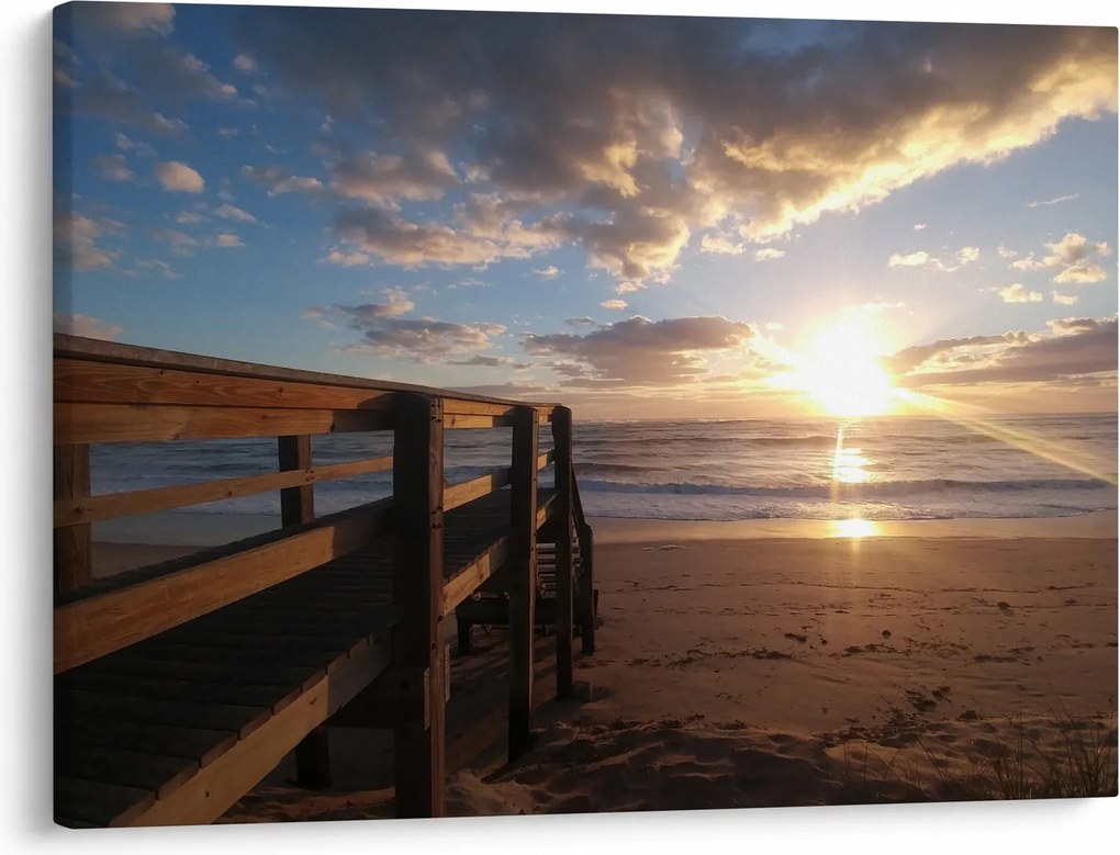 Obraz molo, plaży i morza (70x50 cm)