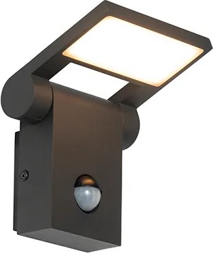 Lampa ścienna zewnętrzna antracytowa z LED IP54 z czujnikiem ruchu - Zane