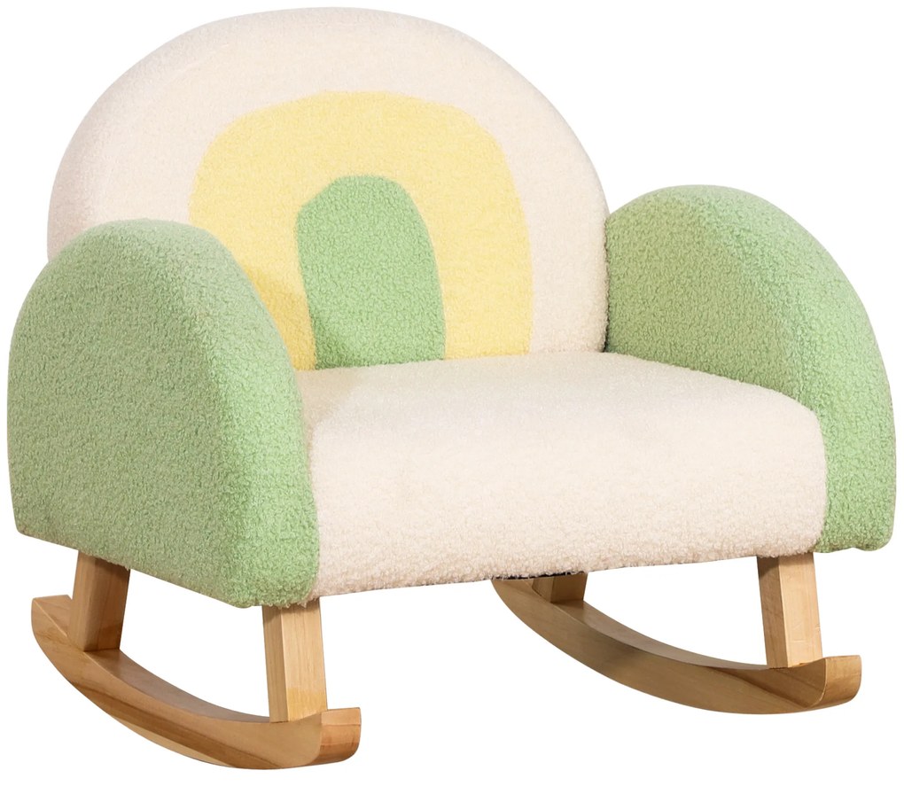 HOMCOM Bujak Dla Dzieci Uroczy Design Drewno Eukaliptusowe Imitacja Futra Zielony | Aosom PL