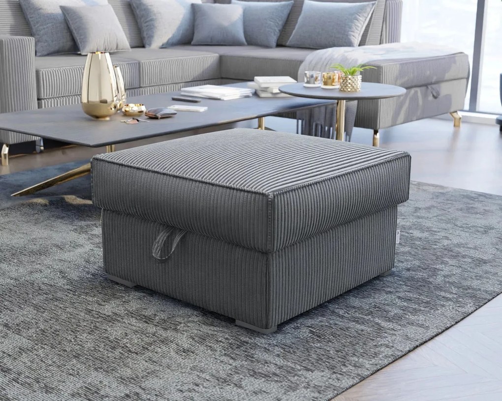 Szary taboret SMART COSARO z miejscem do przechowywania 65x65 cm