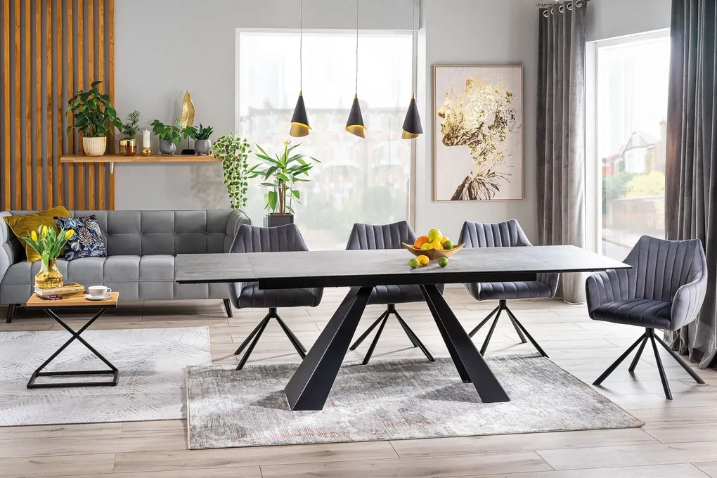 STÓŁ SALVADORE CERAMIC SZARY ANTHRACITE / CZARNY MAT (180-260)X90 SIGNAL