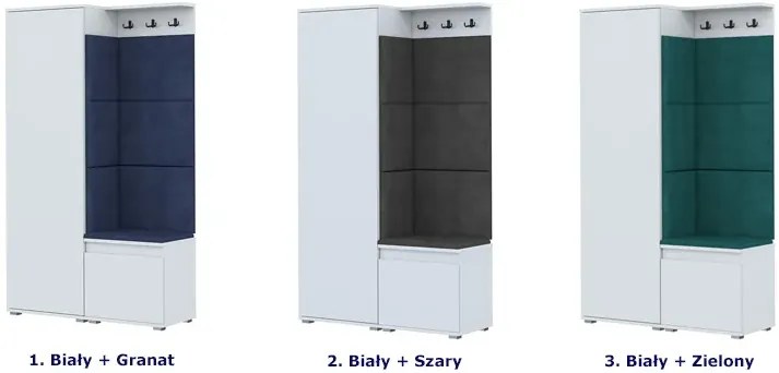 Szafa z siedziskiem tapicerowanym biały + zielony - Fazo 5X