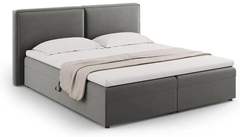 Szare łóżko boxspring ze schowkiem 180x200 cm Arendal – Cosmopolitan Design