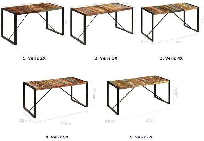 Wielokolorowy stół industrialny 80x160 – Fulo 3X
