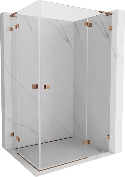 Mexen Lunar L Duo kabina prysznicowa uchylna prawa 95 x 90 cm, transparent, różowe złoto - 834L-095P-090L-60-00