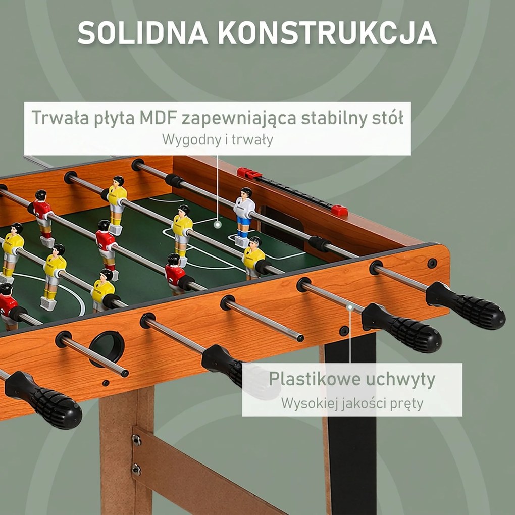 HOMCOM Stół do piłkarzyków z prętami ze stali nierdzewnej, dla dzieci i dorosłych, 84,5x40x61,2 cm, Czarny