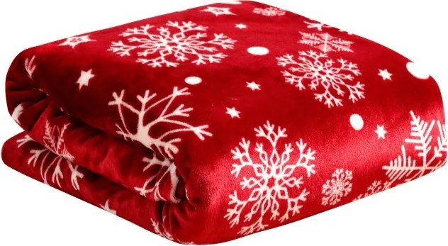 Czerwony świąteczny mikropluszowy koc SNOWFALL Rozmiar: 200 x 220 cm