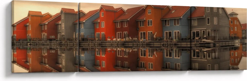 Obraz kolorowych domów (170x50 cm)