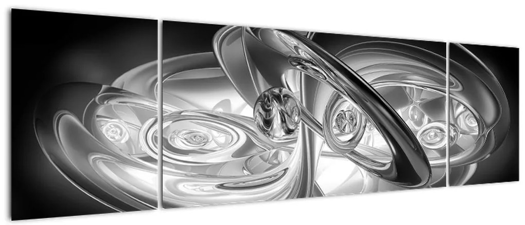 Obraz nowoczesnej szarej abstrakcji (170x50 cm)