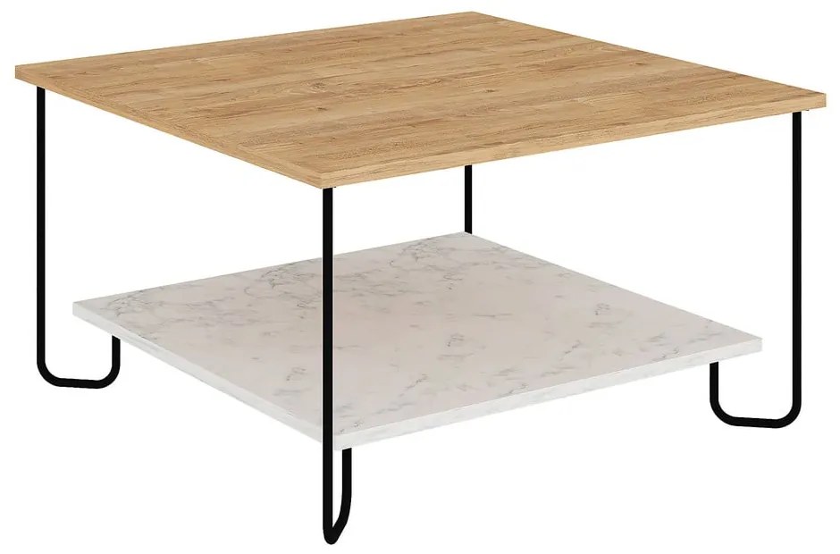 Stolik z blatem w dekorze dębu 80x80 cm Tonka – Marckeric