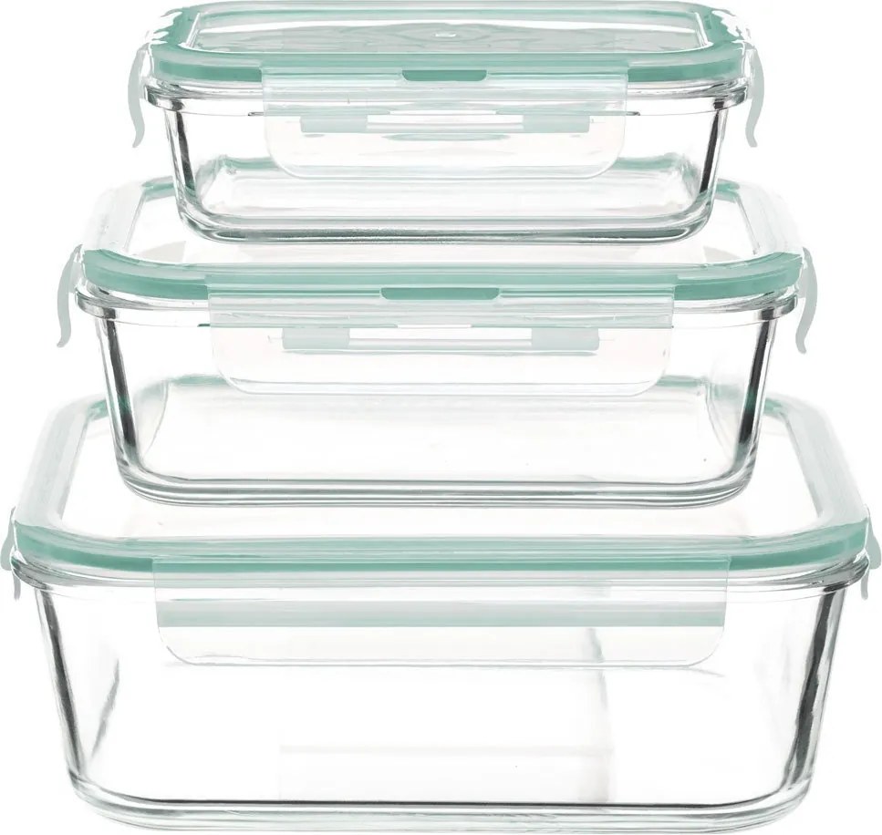 Zestaw szklanych pojemników na żywność 330 ml, 800 ml, 2220 ml, CLIP