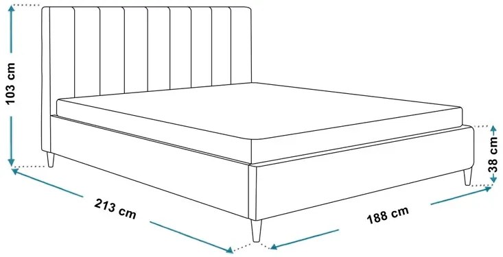 Dwuosobowe łóżko z zagłówkiem 180x200 Diuna - 36 kolorów