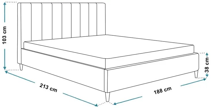 Dwuosobowe łóżko z zagłówkiem 180x200 Siza - 36 kolorów