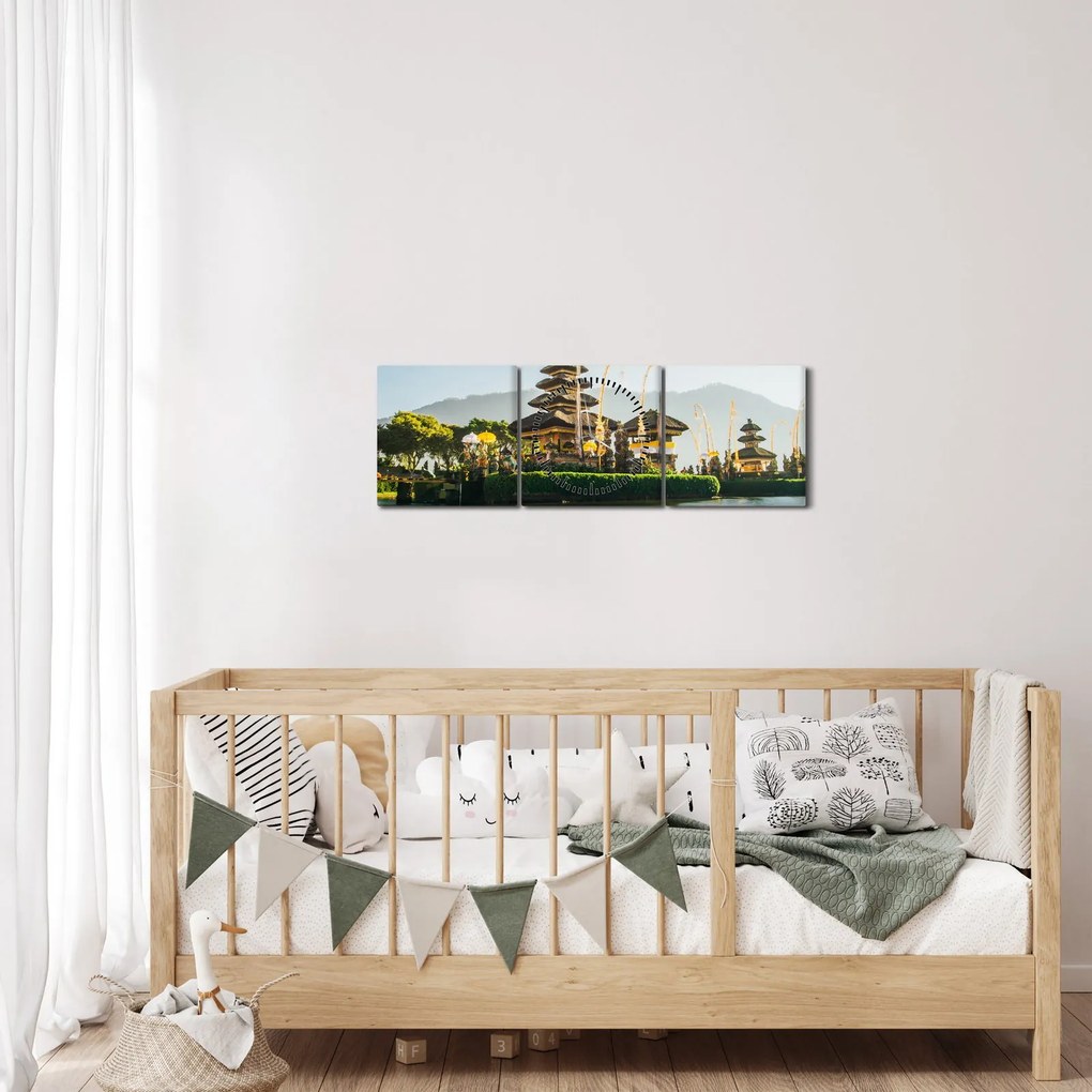 Obraz góry Batur (z zegarem) (90x30 cm)