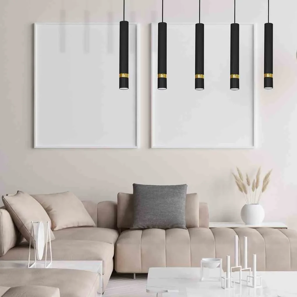 Lampa wisząca JOKER BLACK/GOLD 5xGU10 5 kloszy czarny, złoty