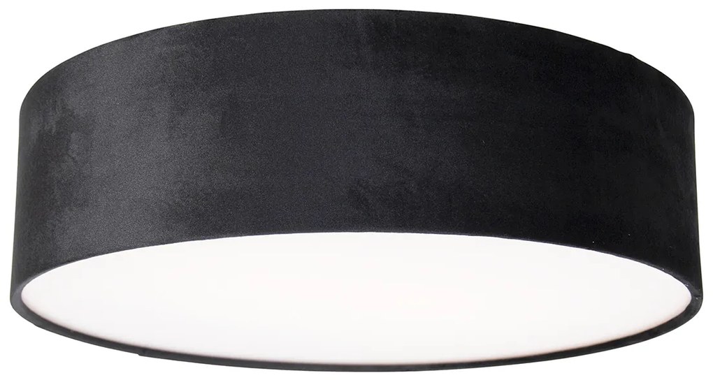 Lampa sufitowa czarna 40 cm ze złotym wnętrzem - Drum Nowoczesny Oswietlenie wewnetrzne