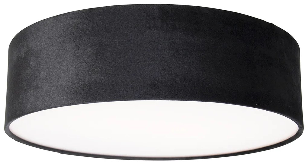 Nowoczesna lampa sufitowa czarna 40 cm ze złotym wnętrzem - Drum Nowoczesny Oswietlenie wewnetrzne