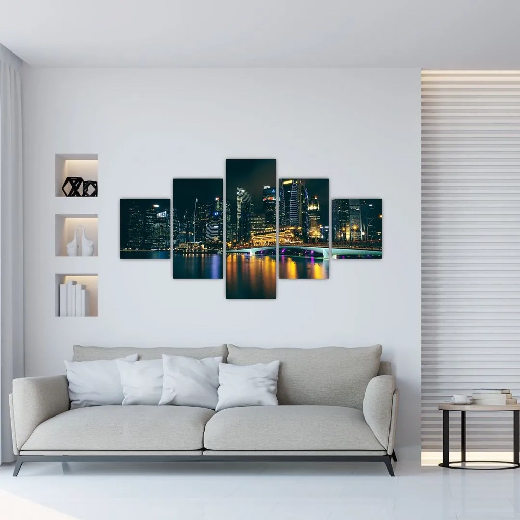 Obraz Singapuru nocą (125x70 cm)