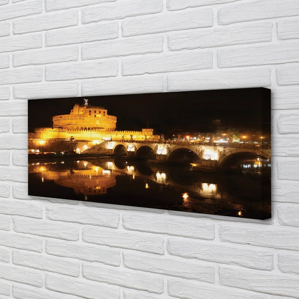 Obraz drukowany na płótnie Nocne Mosty nad Tybrem